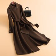 2025 autumn and winter new fashion cape woven wool coat women's skirt mid-length coat - Image 9