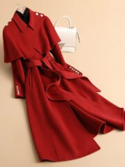 2025 autumn and winter new fashion cape woven wool coat women's skirt mid-length coat - Image 8