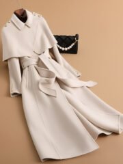 2025 autumn and winter new fashion cape woven wool coat women's skirt mid-length coat - Image 7