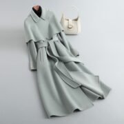 2025 autumn and winter new fashion cape woven wool coat women's skirt mid-length coat