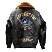 Felix Cat G1 Sea and Air Pilot Leather Jacket Men's Casual Wool Collar Top Layer Cowhide Leather Jacket - Image 5
