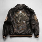 Plus size genuine leather flight suit jacket for men with lapel and thick foam leather New Zealand sheepskin hip-hop leather jacket