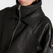 2025 autumn new heavy sheepskin retro neutral stand collar motorcycle leather jacket genuine leather jacket tops for women - Image 3